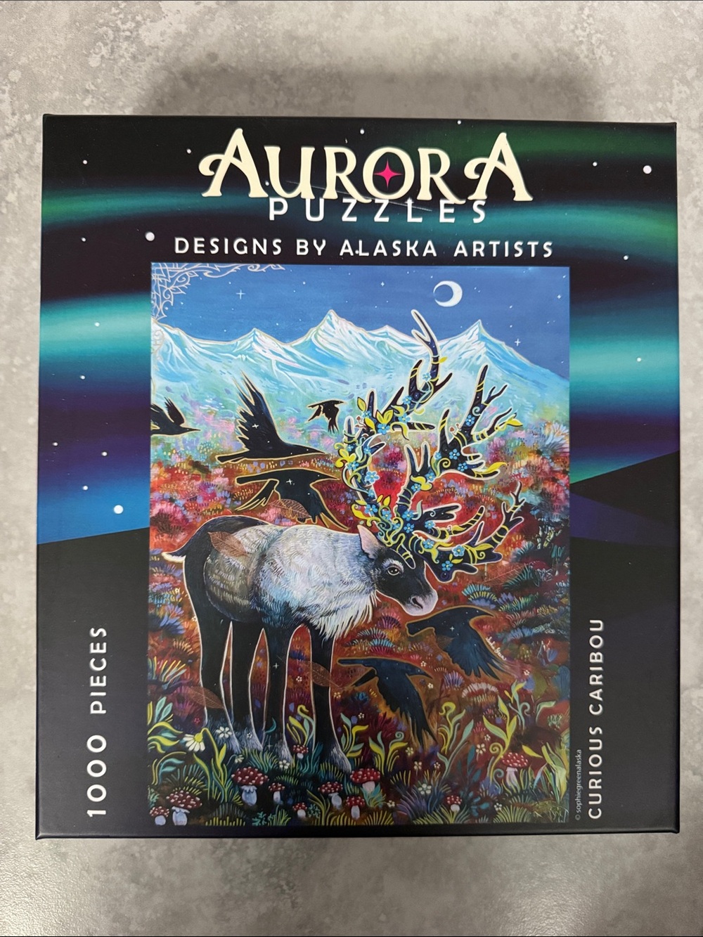 Aurora Puzzles Curious Caribou 1000-Piece Jigsaw Puzzle - Blue/Multicolor